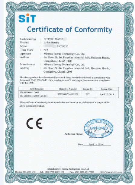 중국 Minmax Energy Technology Co. Ltd 인증